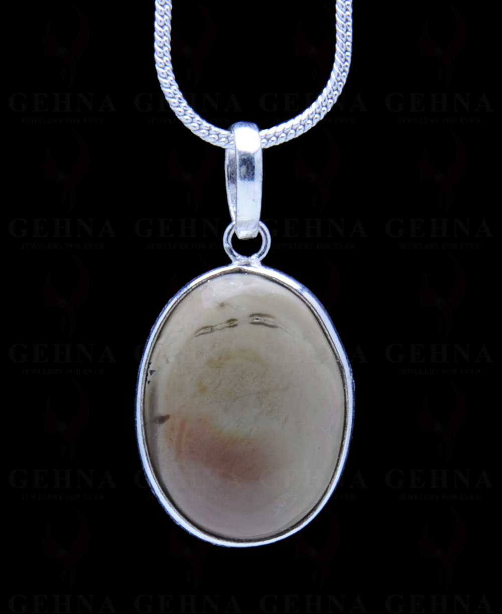 Desert Sage Jasper Gemstone Studded Pendant In.925 Silver Overlay GP3726