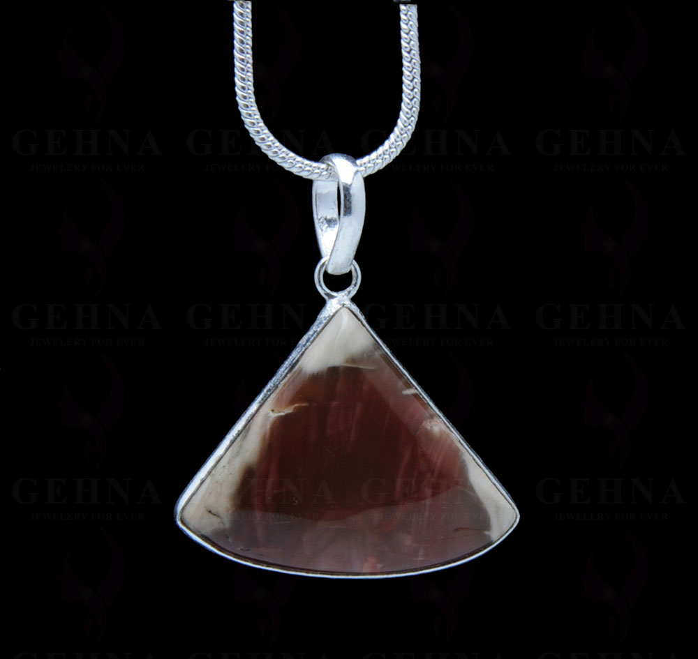 Creek Jasper Gemstone Studded Pendant In.925 Silver Overlay GP3727