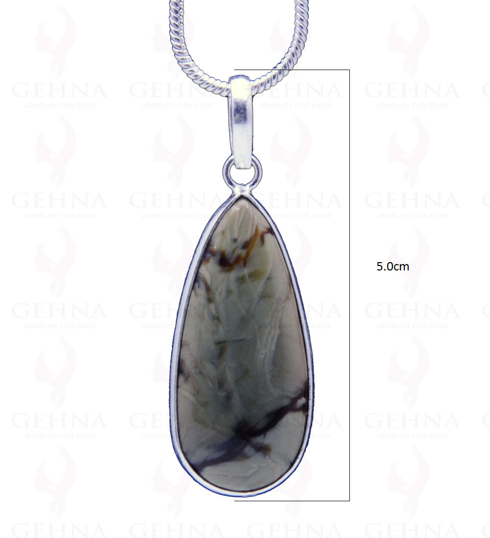 Green Creek Jasper Gemstone Studded Pendant In.925 Silver Overlay GP3729
