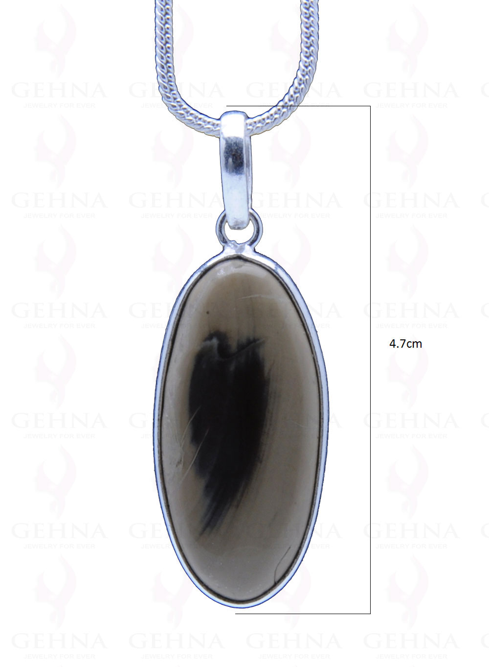 Creek Jasper Gemstone Studded Pendant In.925 Silver Overlay GP3732