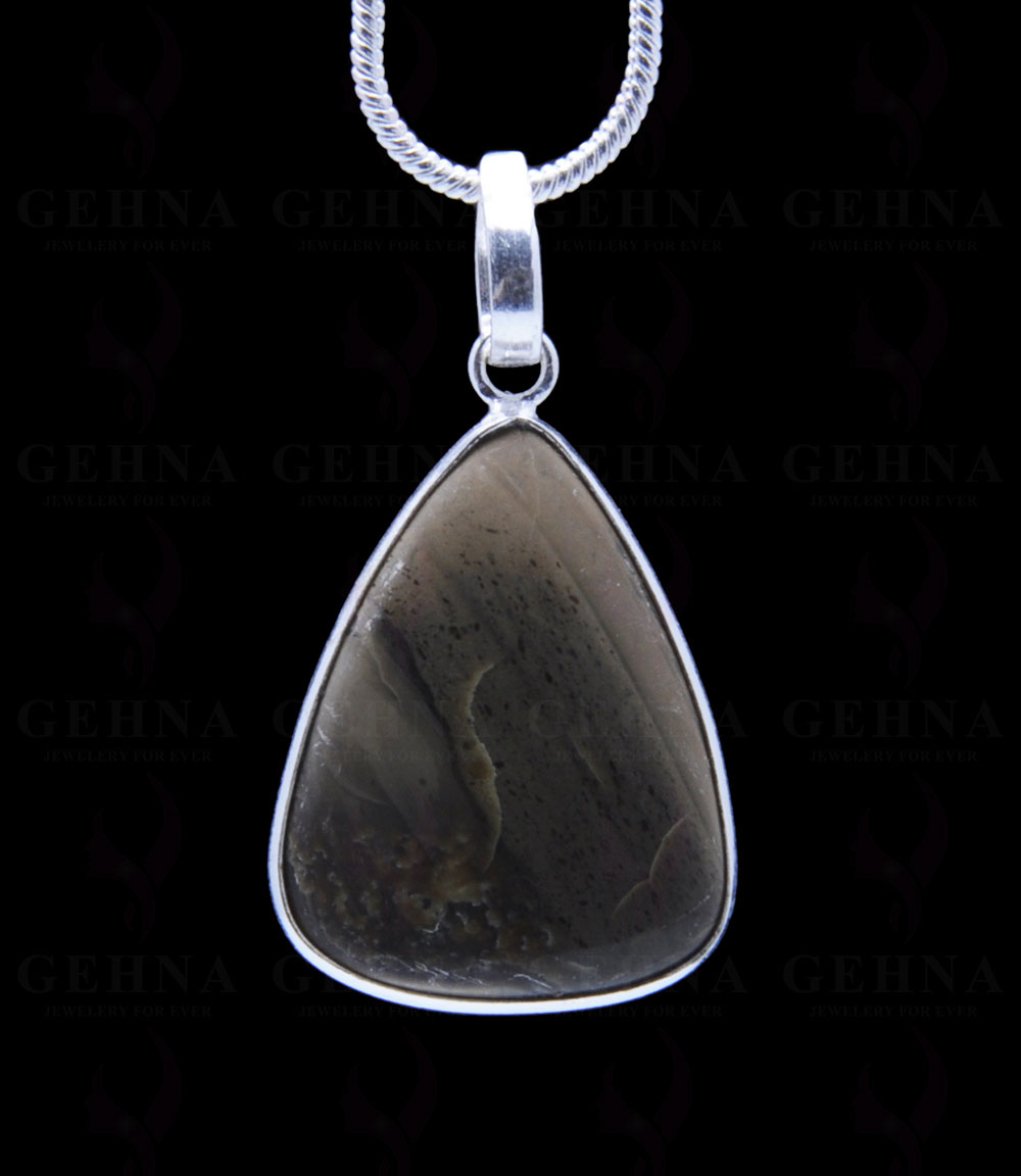 Green Creek Jasper Gemstone Studded Pendant In.925 Silver Overlay GP3733