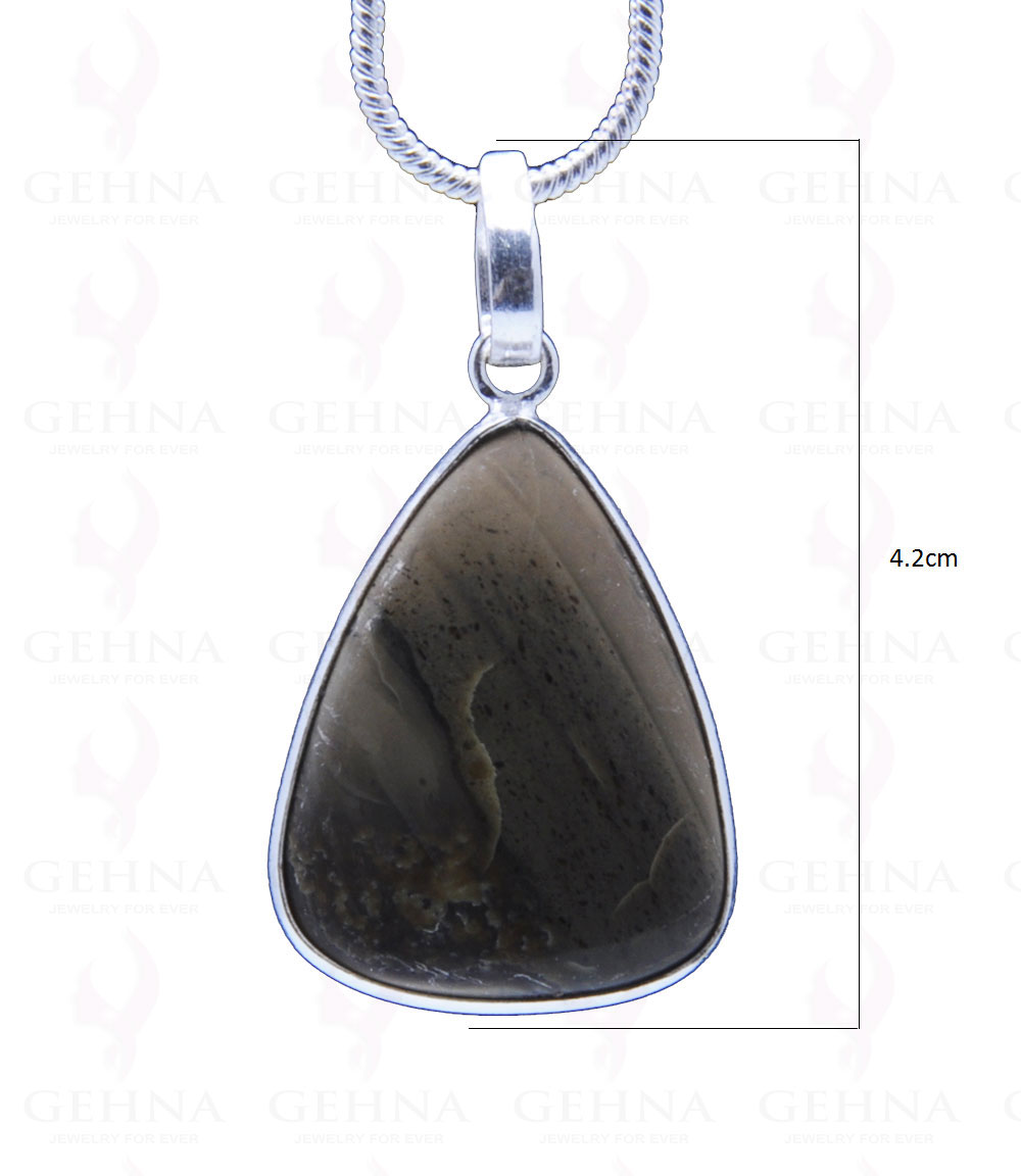 Green Creek Jasper Gemstone Studded Pendant In.925 Silver Overlay GP3733