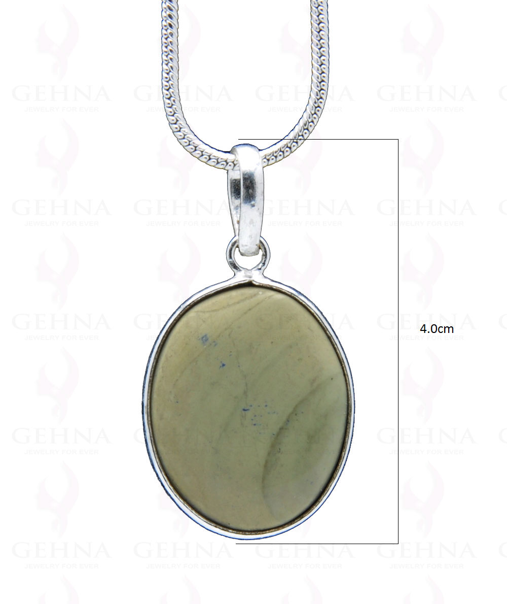 Creek Jasper Gemstone Studded Pendant In.925 Silver Overlay GP3737