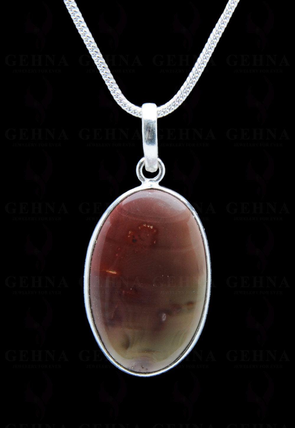 Creek Jasper Gemstone Studded Pendant In.925 Silver Overlay GP3752
