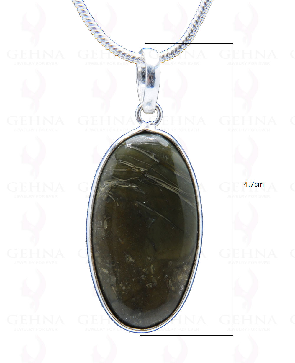 Desert Sage Jasper Gemstone Studded Pendant In.925 Silver Overlay GP3758