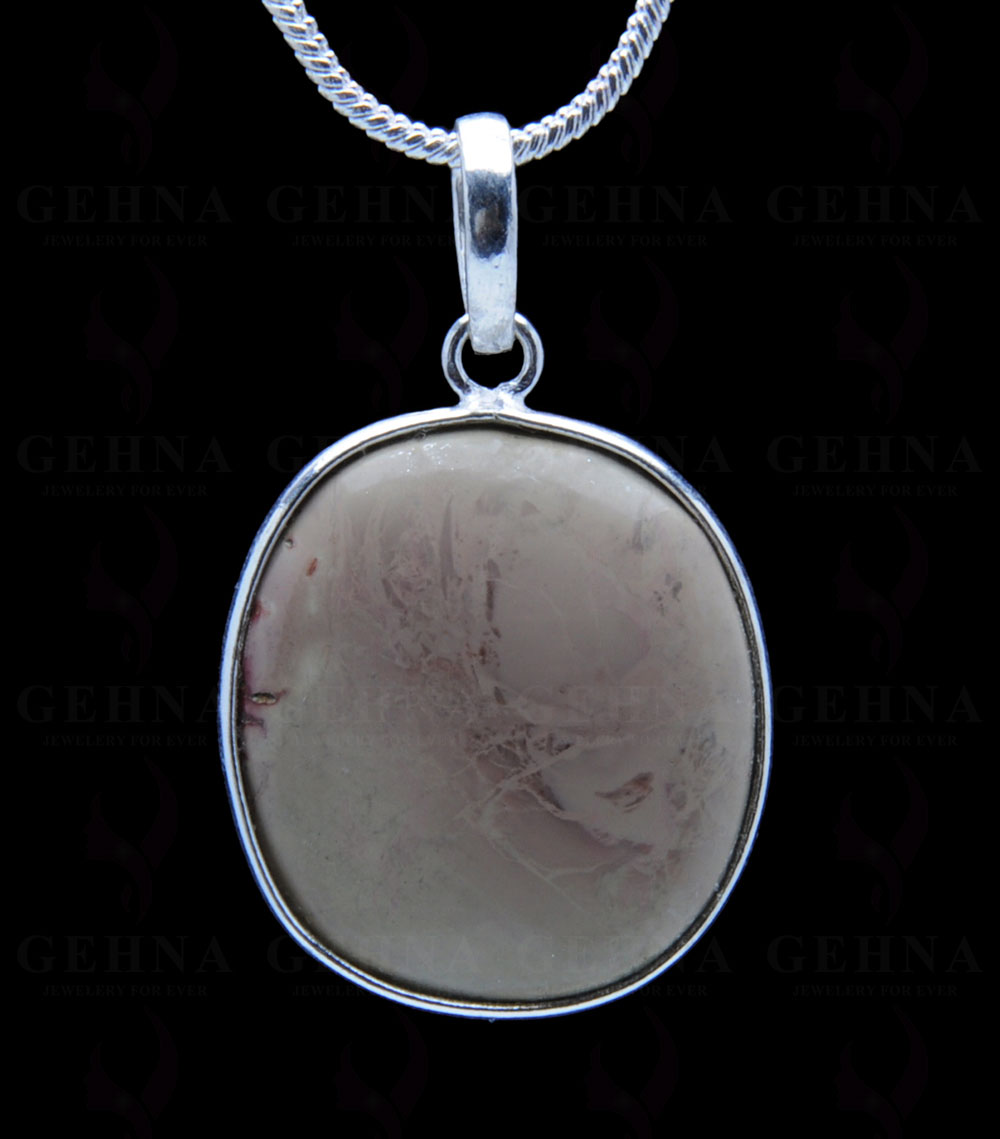 Creek Jasper Gemstone Studded Pendant In.925 Silver Overlay GP3759