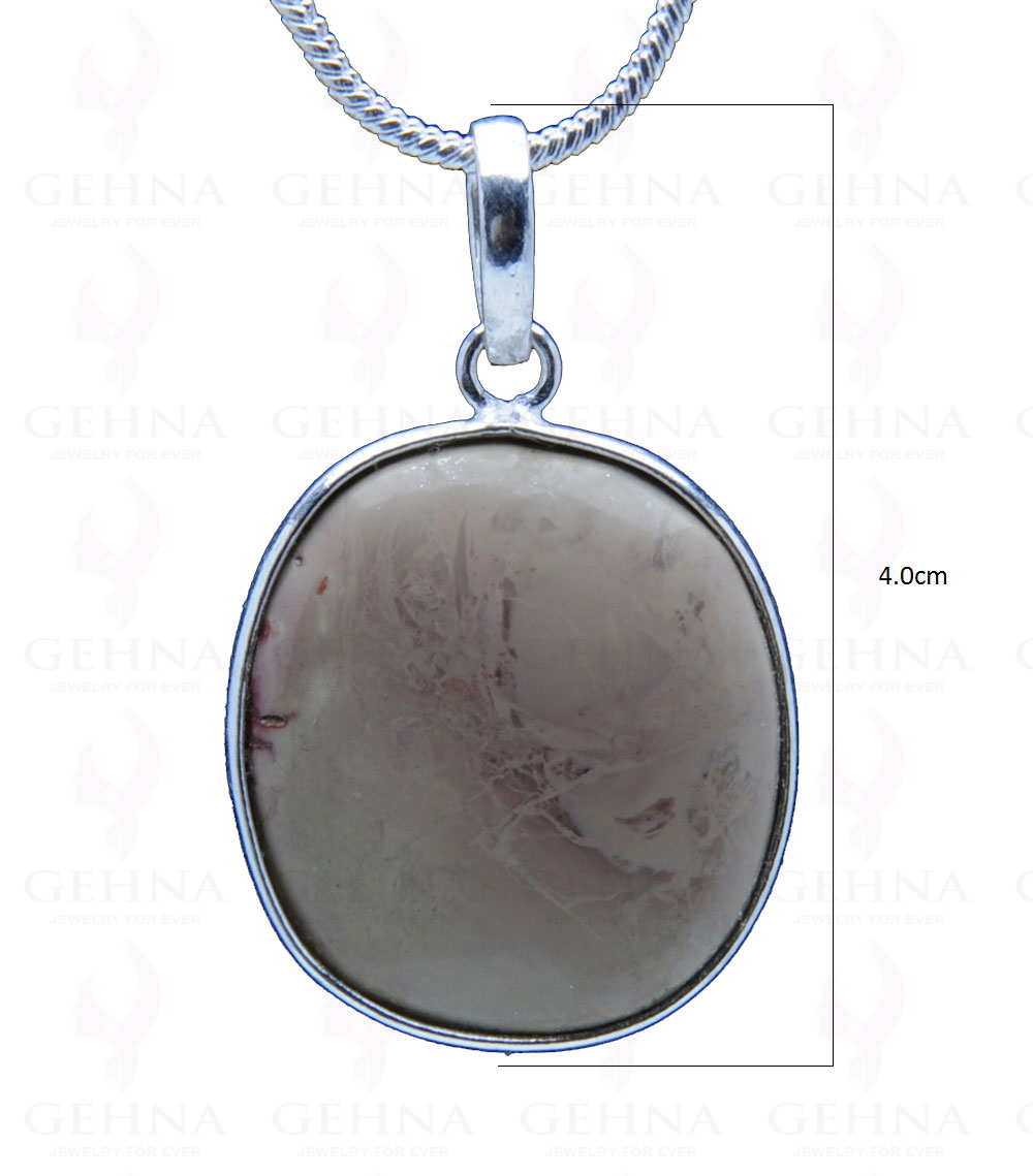 Creek Jasper Gemstone Studded Pendant In.925 Silver Overlay GP3759