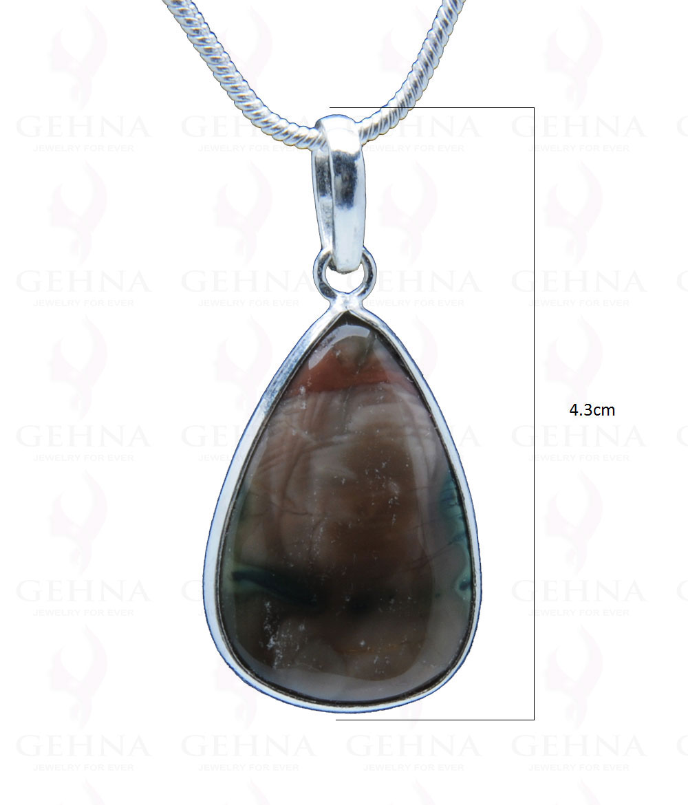 Creek Jasper Gemstone Studded Pendant In.925 Silver Overlay GP3760