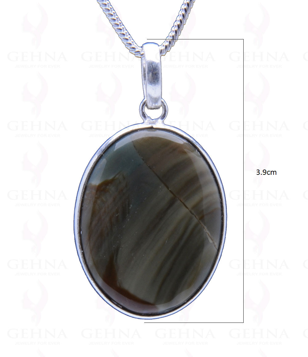 Creek Jasper Gemstone Studded Pendant In.925 Silver Overlay GP3761