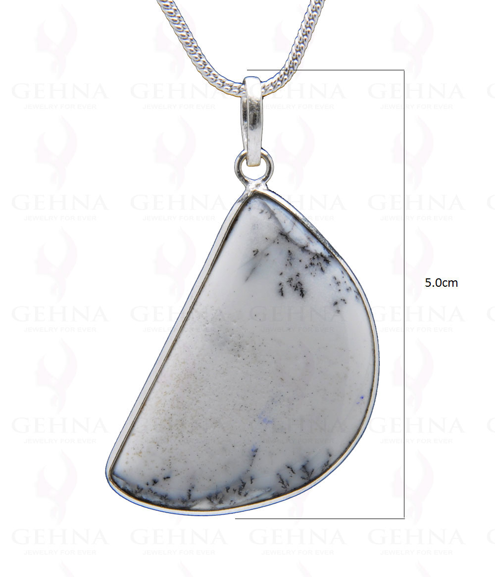 Dendritic Agate Gemstone Studded Pendant In.925 Silver Overlay GP3764