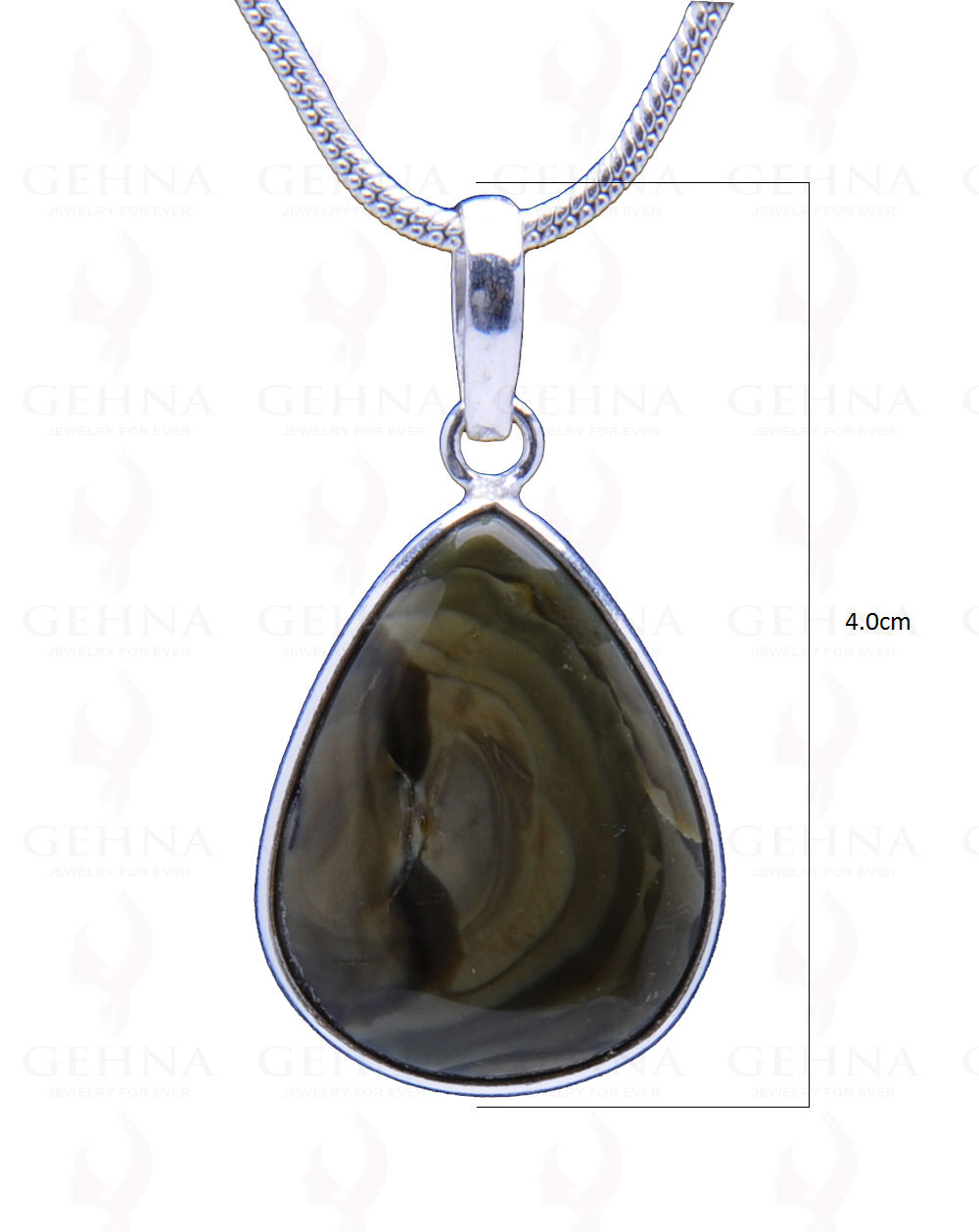 Green Creek Jasper Gemstone Studded Pendant In.925 Silver Overlay GP3767