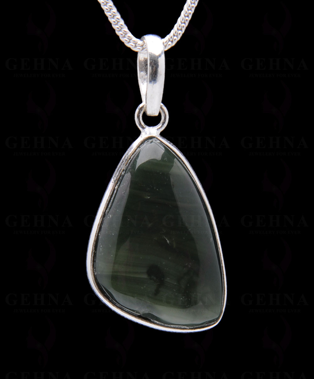 Desert Sage Jasper Gemstone Studded Pendant In.925 Silver Overlay GP3771