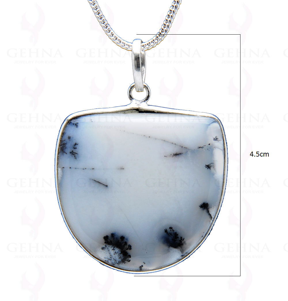 Dendritic Agate Gemstone Studded Pendant In.925 Silver Overlay GP3776