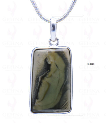 Green Creek Jasper Gemstone Studded Pendant In.925 Silver Overlay GP3779
