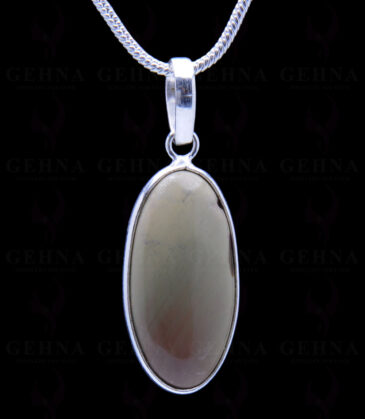 Green Creek Jasper Gemstone Studded Pendant In.925 Silver Overlay GP3781