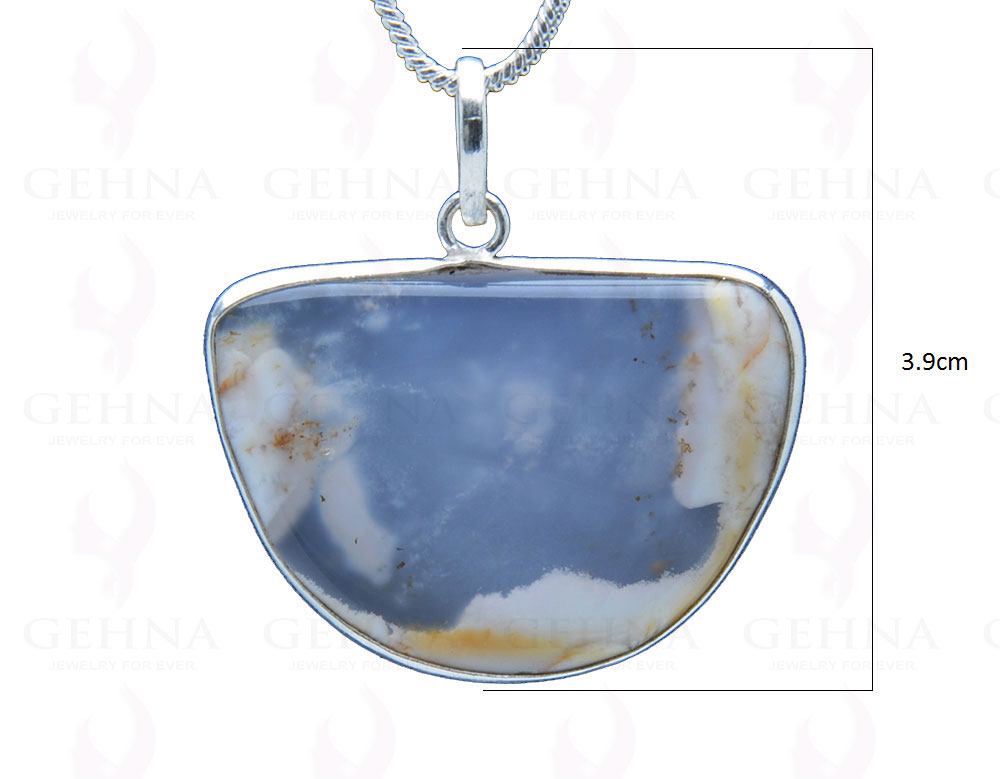 Dendritic Agate Gemstone Studded Pendant In.925 Silver Overlay GP3786