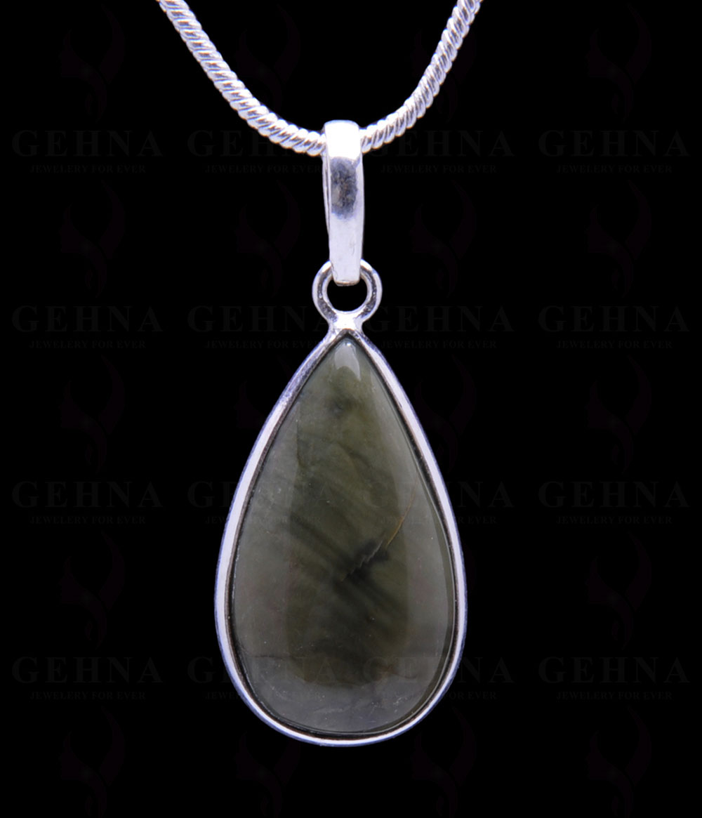 Creek Jasper Gemstone Studded Pendant In.925 Silver Overlay GP3787
