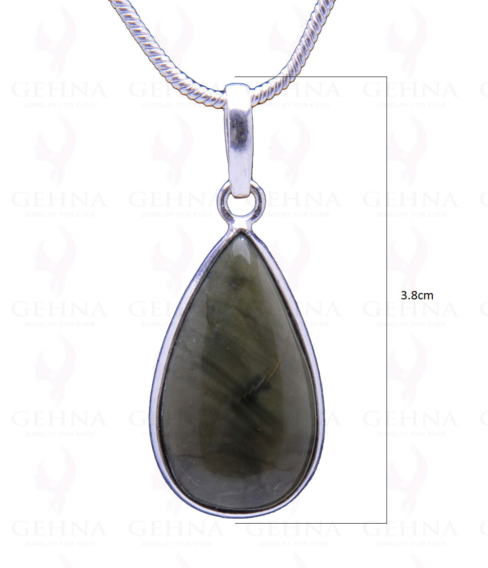 Creek Jasper Gemstone Studded Pendant In.925 Silver Overlay GP3787