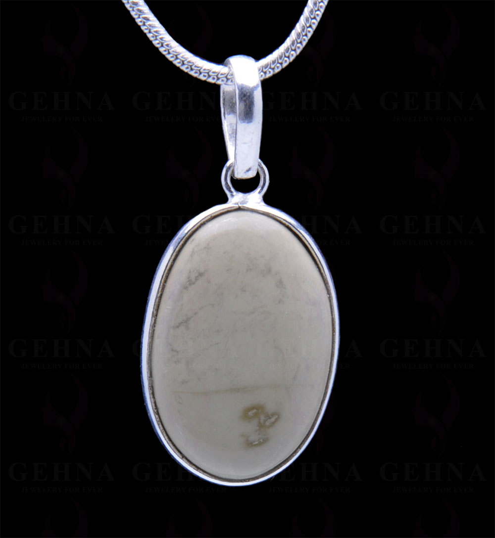 Desert Sage Jasper Gemstone Studded Pendant In.925 Silver Overlay GP3789