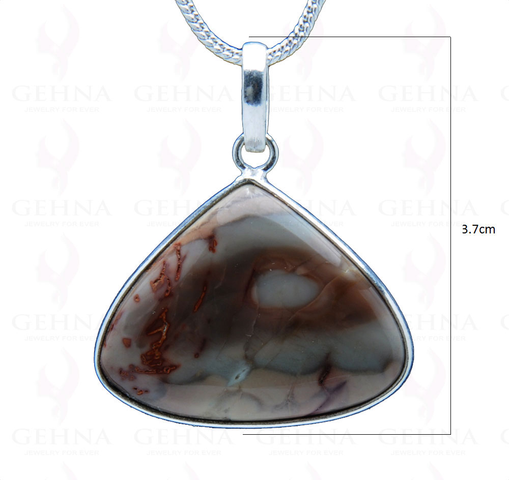 Creek Jasper Gemstone Studded Pendant In.925 Silver Overlay GP3790