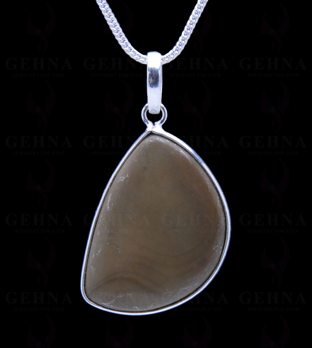 Desert Sage Jasper Gemstone Studded Pendant In.925 Silver Overlay GP3793