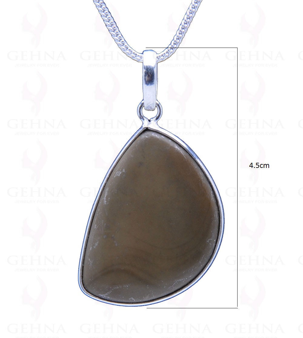 Desert Sage Jasper Gemstone Studded Pendant In.925 Silver Overlay GP3793