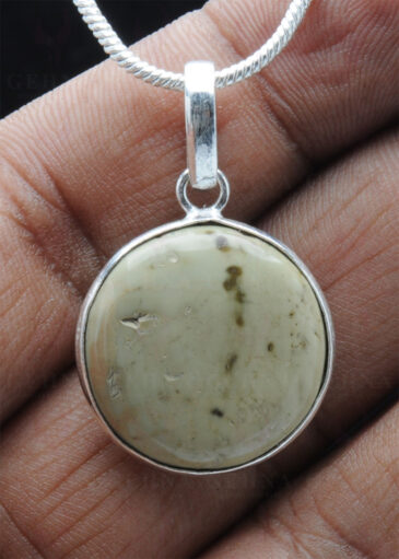 Creek Jasper Gemstone Studded Pendant In.925 Silver Overlay GP3794