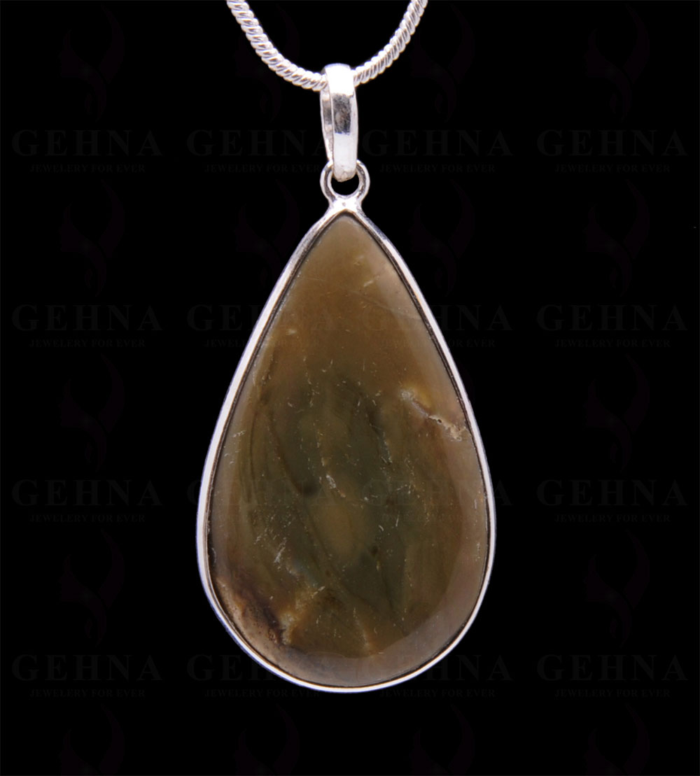 Green Creek Jasper Gemstone Studded Pendant In.925 Silver Overlay GP3800
