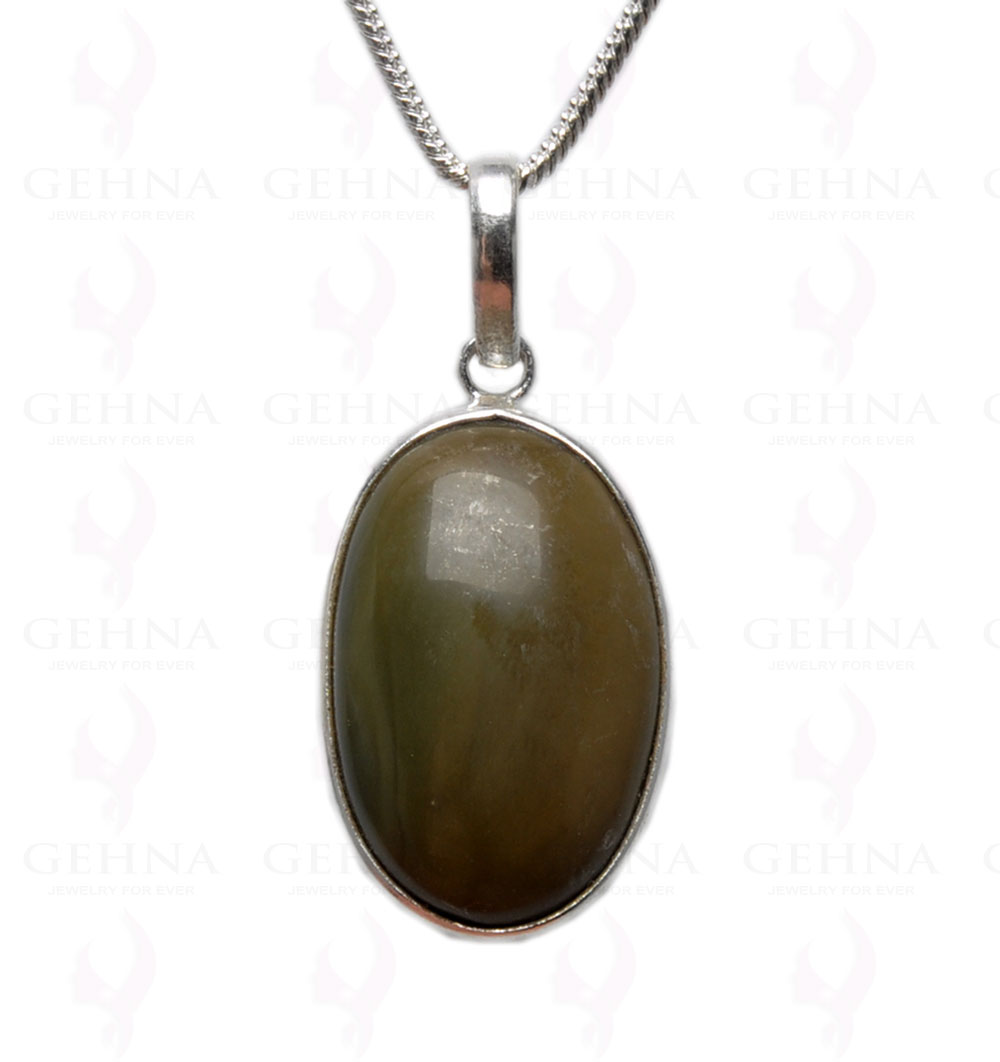 Green Creek Jasper Gemstone Studded Pendant In.925 Silver Overlay GP3802