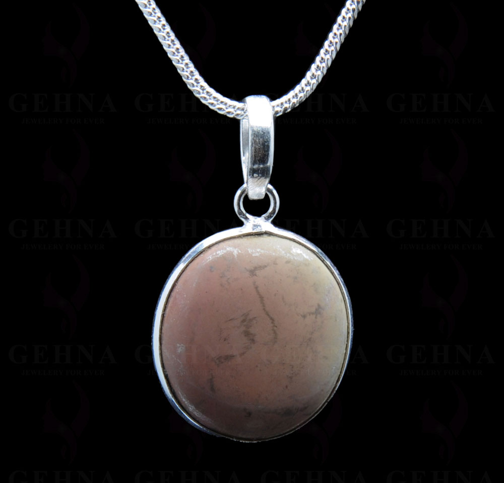 Creek Jasper Gemstone Studded Pendant In.925 Silver Overlay GP3808