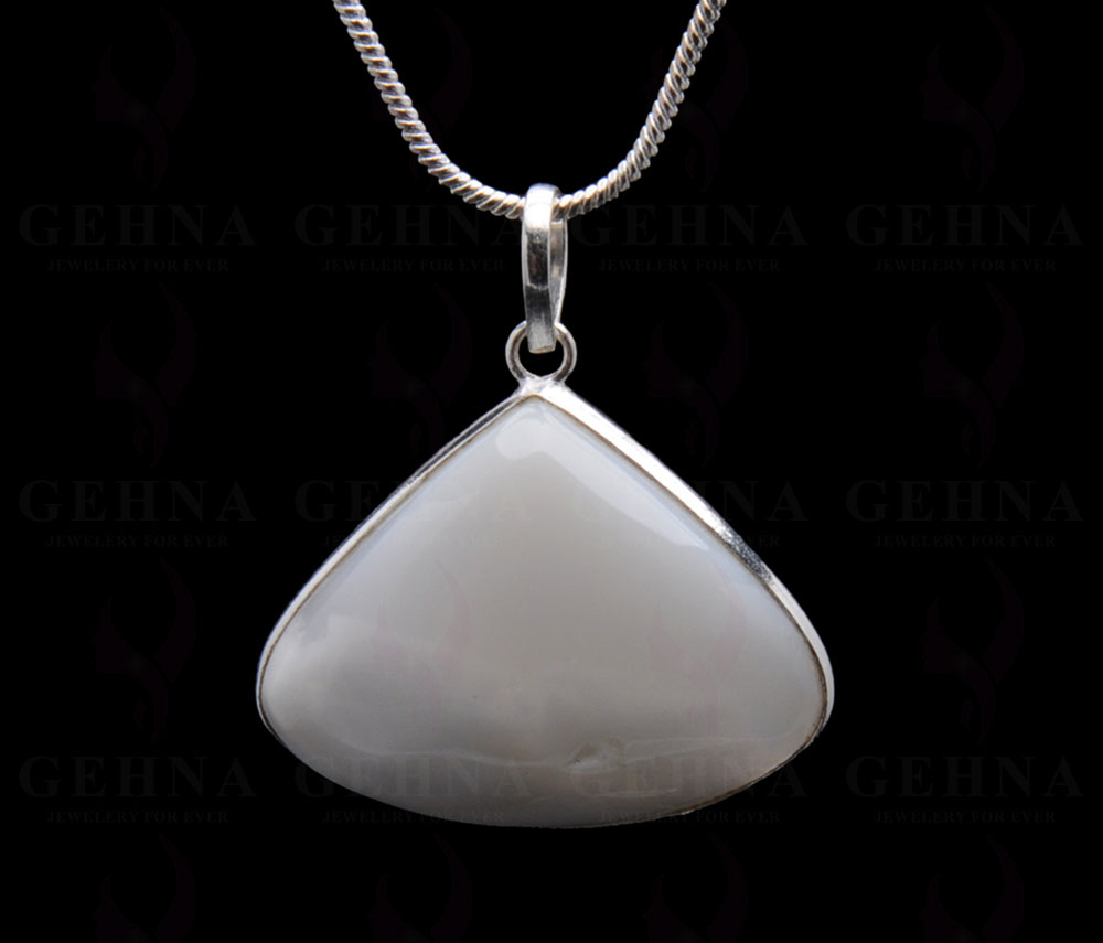 Dendritic Agate Gemstone Studded Pendant In.925 Silver Overlay GP3814