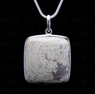 Dalmatian Jasper Gemstone Studded Pendant In.925 Silver Overlay GP3815