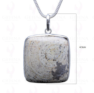 Dalmatian Jasper Gemstone Studded Pendant In.925 Silver Overlay GP3815