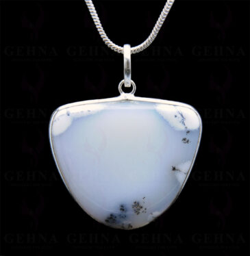 Dendritic Agate Gemstone Studded Pendant In.925 Silver Overlay GP3818