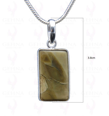 Creek Jasper Gemstone Studded Pendant In.925 Silver Overlay GP3821