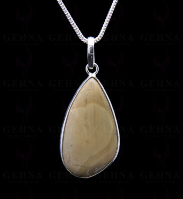 Creek Jasper Gemstone Studded Pendant In.925 Silver Overlay GP3828
