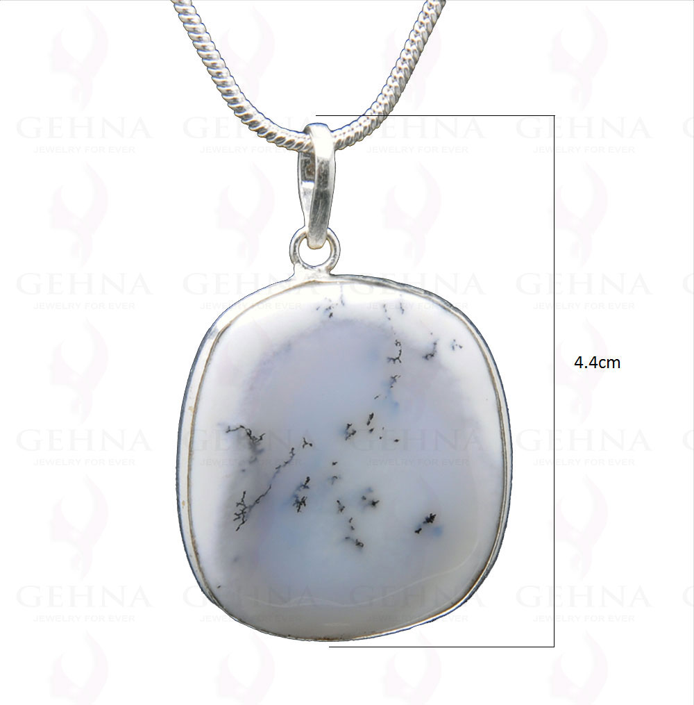 Dendritic Agate Gemstone Studded Pendant In.925 Silver Overlay GP3834