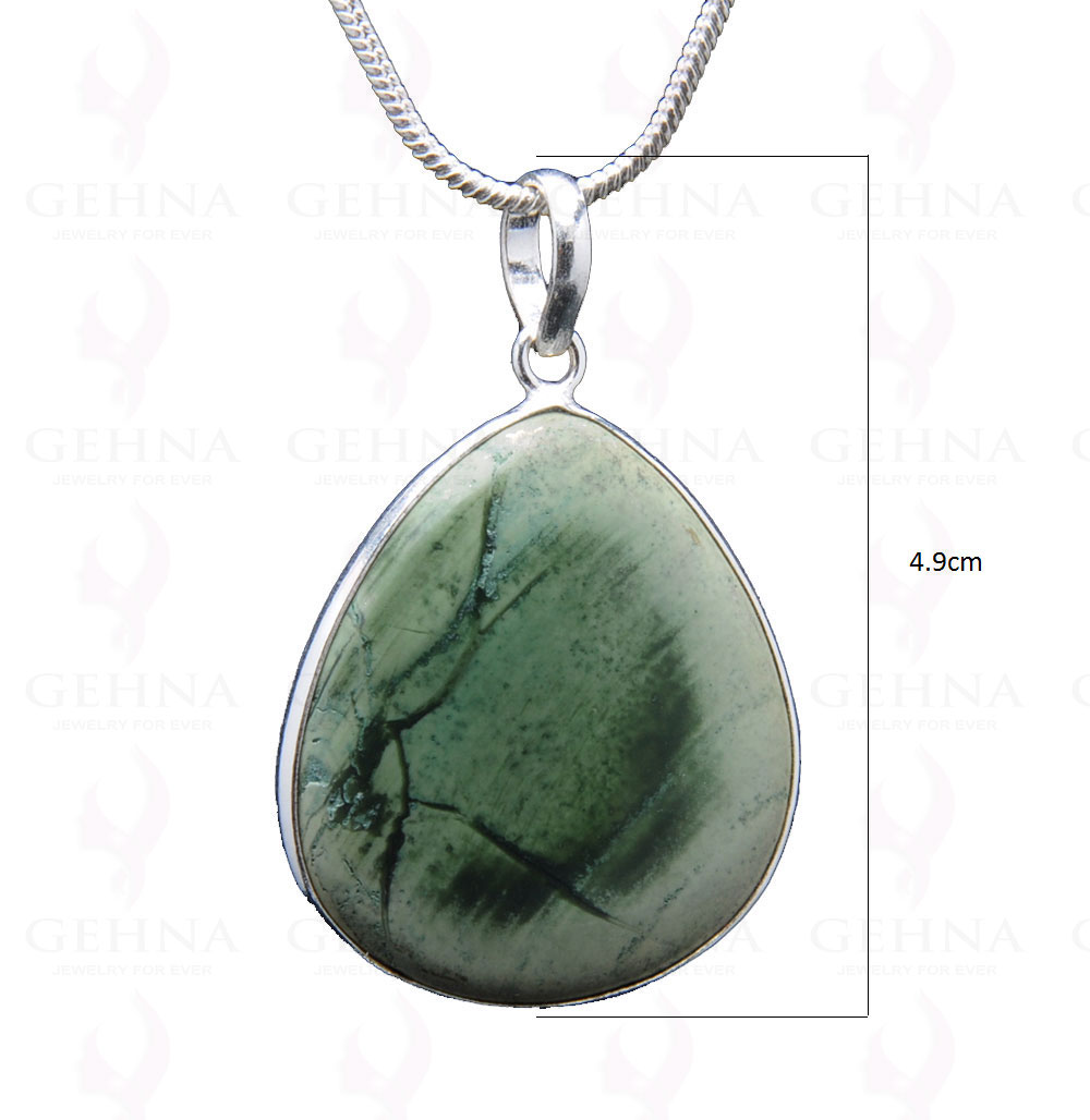 Desert Sage Jasper Gemstone Studded Pendant In.925 Silver Overlay GP3836