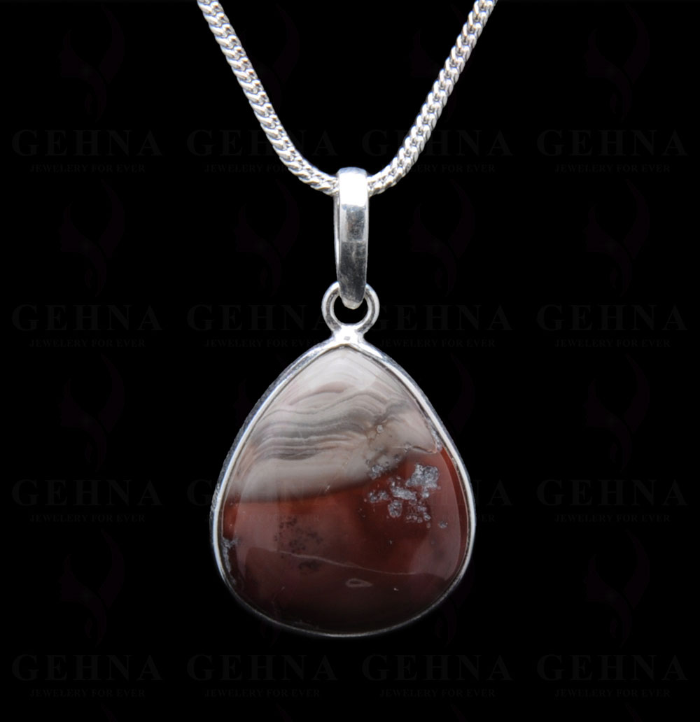 Red Creek Jasper Gemstone Studded Pendant In.925 Silver Overlay GP3837