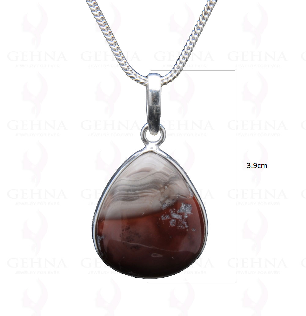 Red Creek Jasper Gemstone Studded Pendant In.925 Silver Overlay GP3837