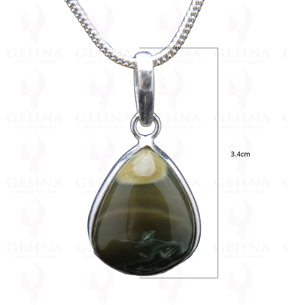 Desert Sage Jasper Gemstone Studded Pendant In.925 Silver Overlay GP3838