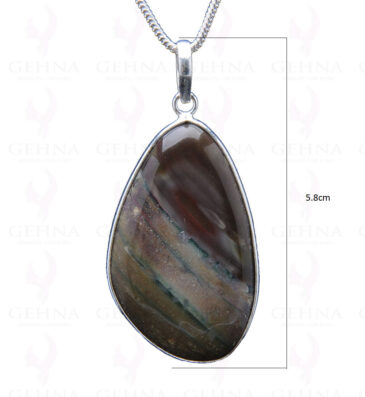 Creek Jasper Gemstone Studded Pendant In.925 Silver Overlay GP3840