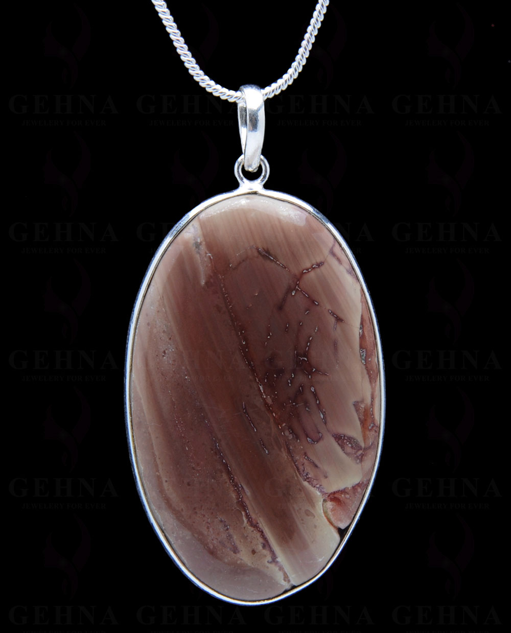 Creek Jasper Gemstone Studded Pendant In.925 Silver Overlay GP3855