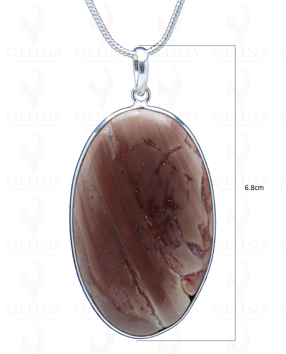 Creek Jasper Gemstone Studded Pendant In.925 Silver Overlay GP3855