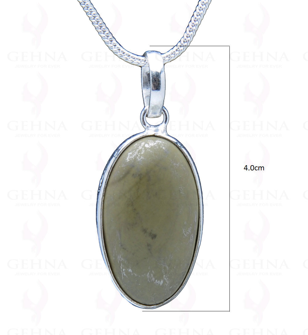 Green Creek Jasper Gemstone Studded Pendant In.925 Silver Overlay GP3856