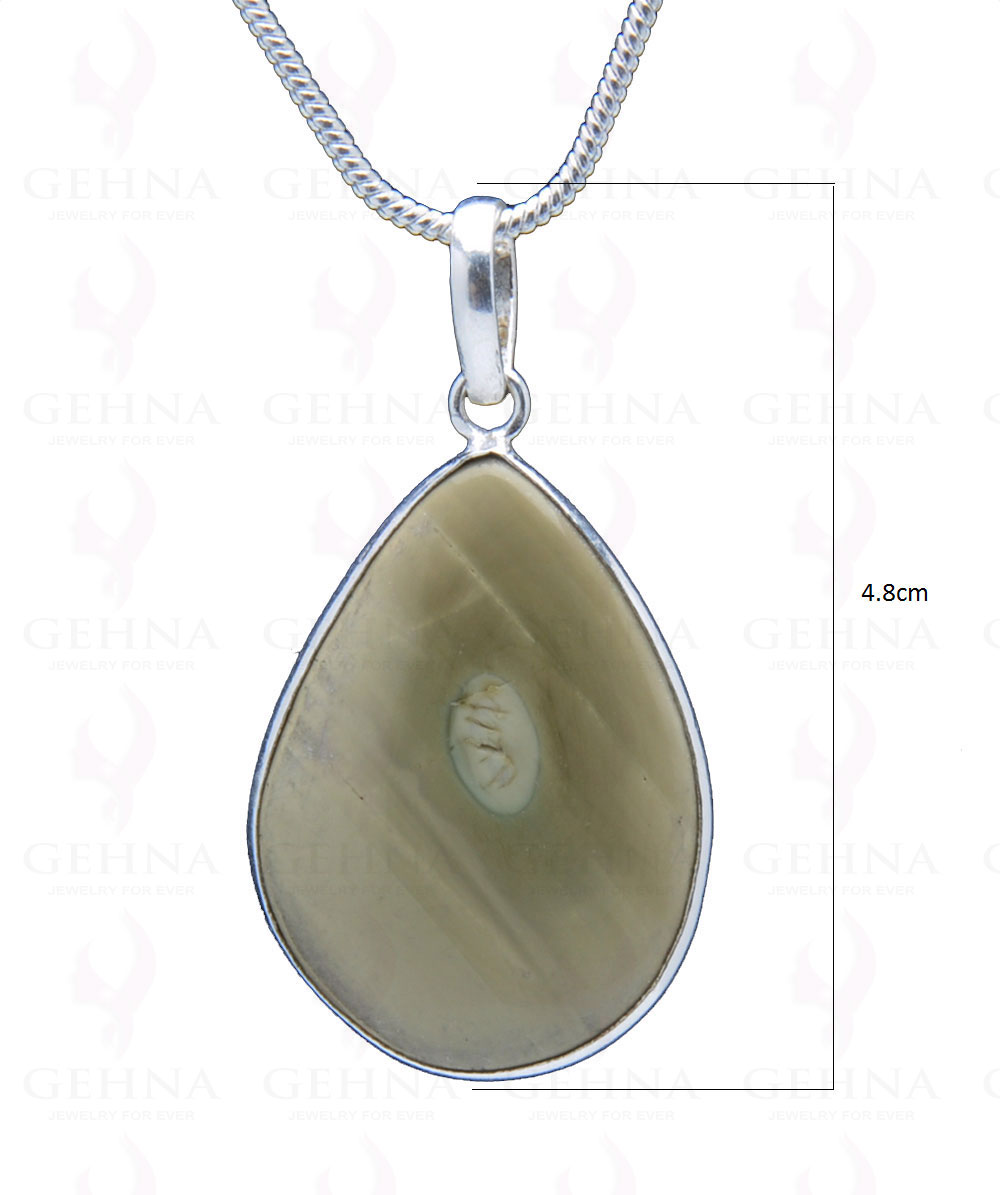 Creek Jasper Gemstone Studded Pendant In.925 Silver Overlay GP3859