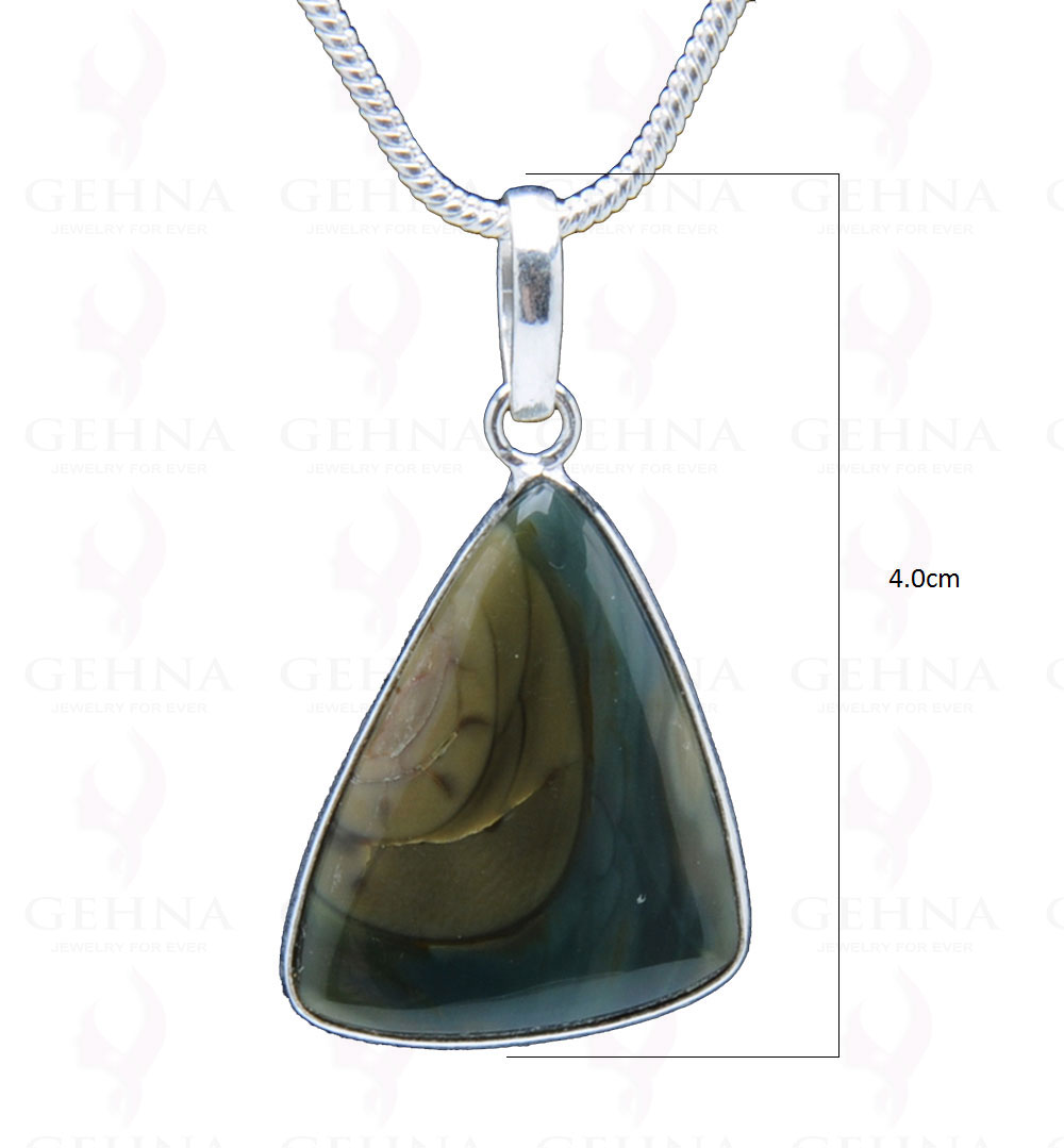 Creek Jasper Gemstone Studded Pendant In.925 Silver Overlay GP3861