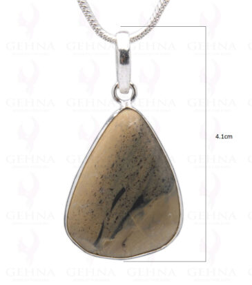 Green Creek Jasper Gemstone Studded Pendant In.925 Silver Overlay GP3865