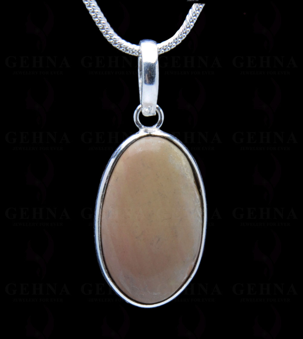 Creek Jasper Gemstone Studded Pendant In.925 Silver Overlay GP3868