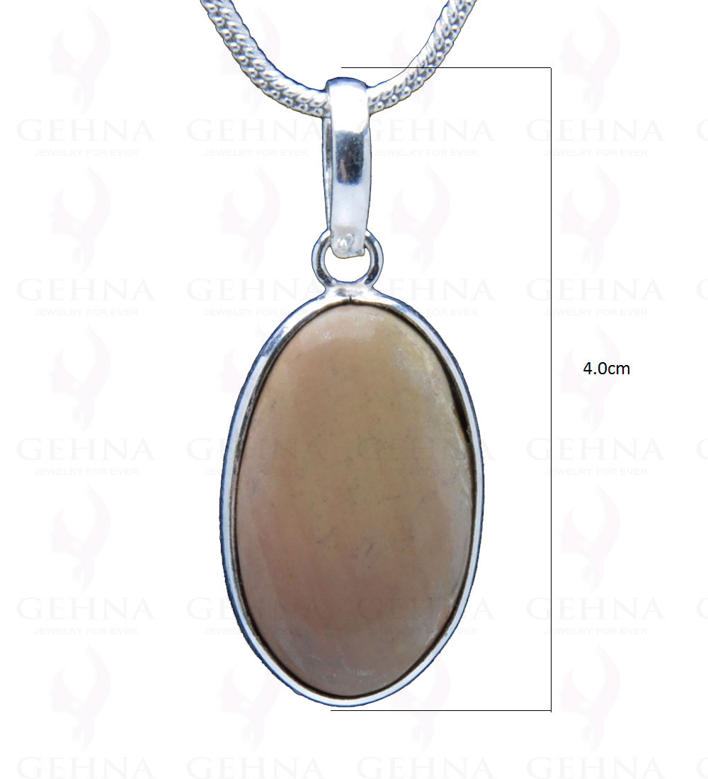Creek Jasper Gemstone Studded Pendant In.925 Silver Overlay GP3868